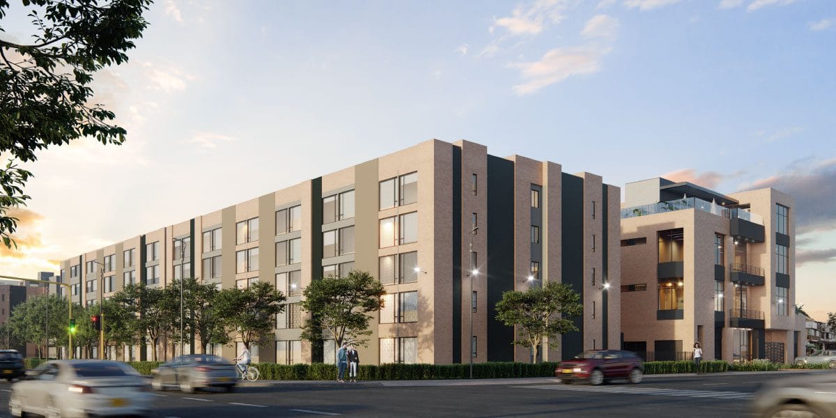 Fachada proyecto 54 Living Apartaestudios - Vivienda nueva desde 28m² en Bogotá - Ingeurbe