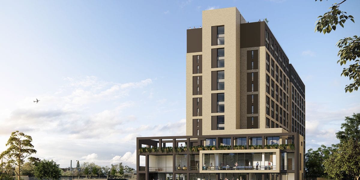 Fachada proyecto Viale 26 Apartaestudios - Vivienda desde 27m² en Bogotá - Ingeurbe